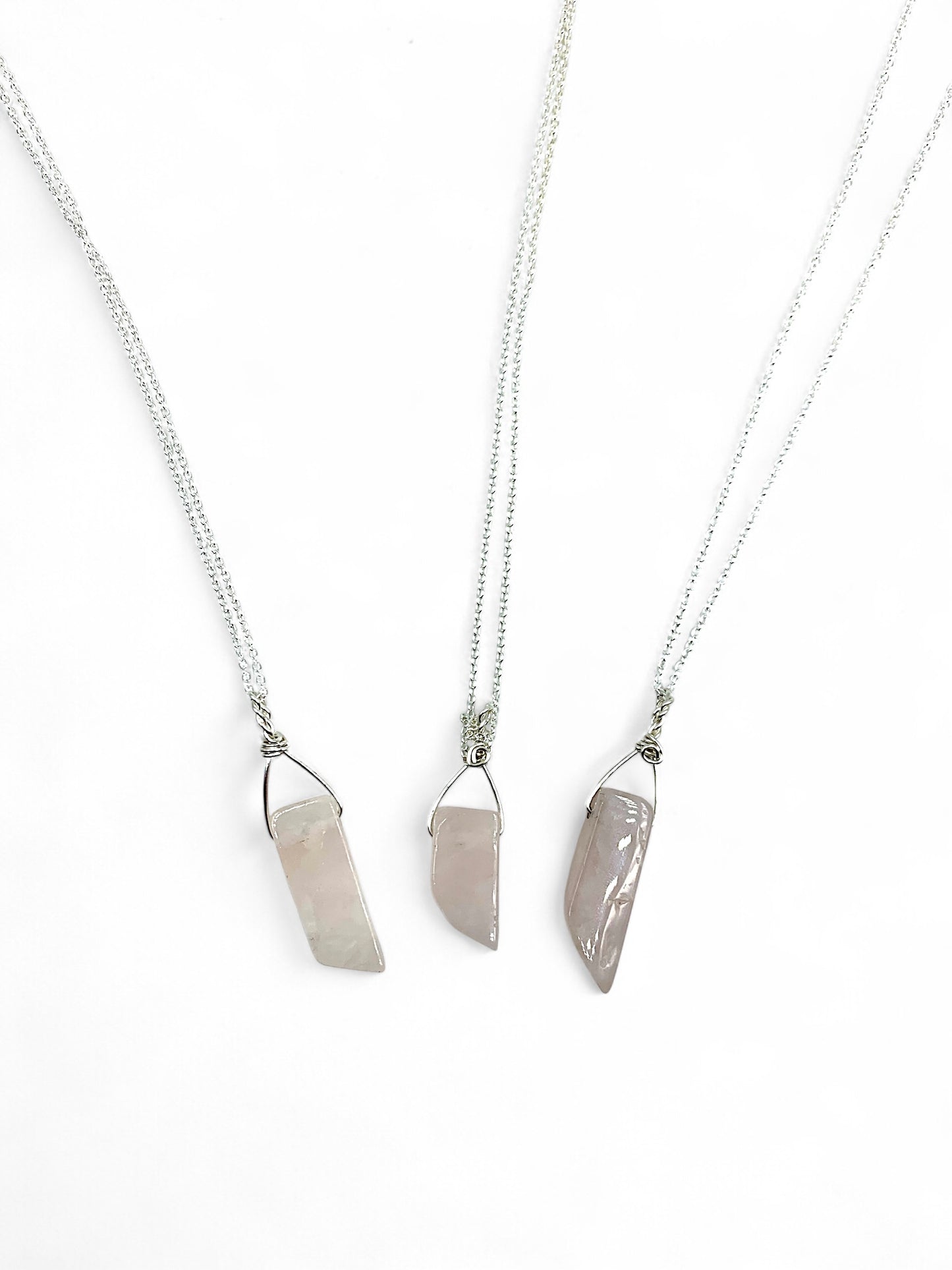 Necklace - Rose Quartz Assorted Slices $30