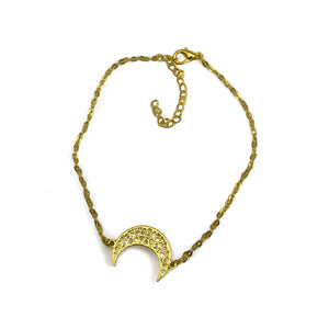 Bracelet - Gold Coloured Crescent Moon Chain
