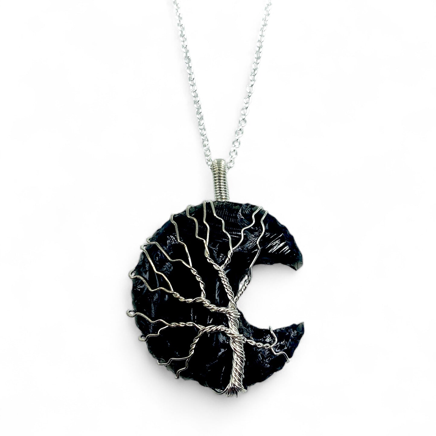 Necklace - Raw Obsidian Tree of Life $25