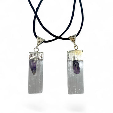 Necklace - Selenite & Amethyst