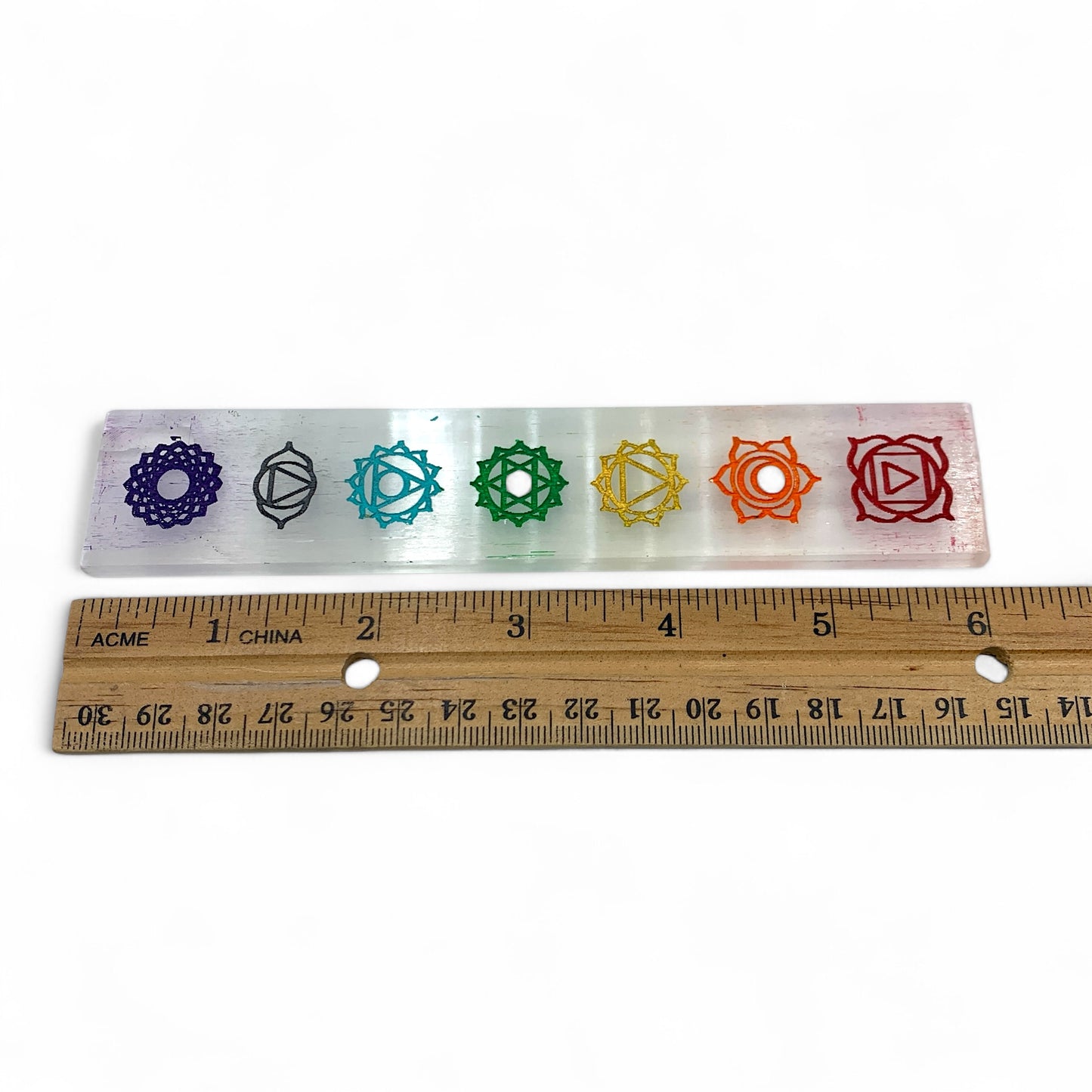 Selenite Chakra Engraved Bar $30
