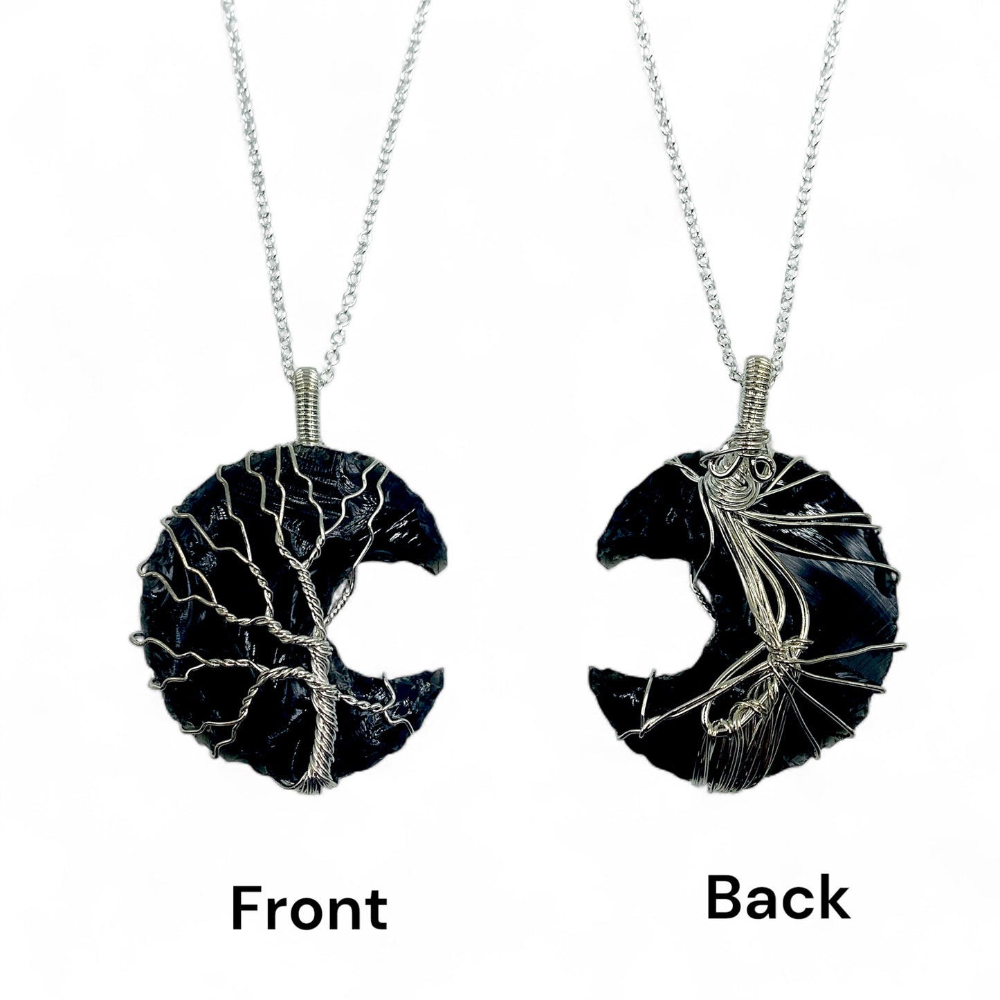 Necklace - Raw Obsidian Tree of Life $25