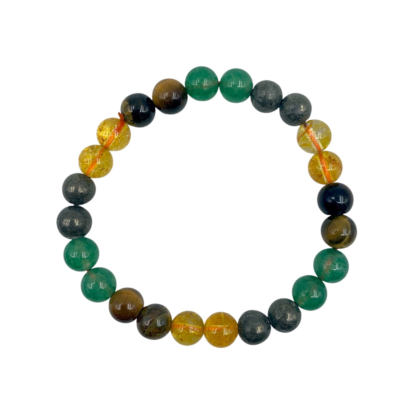 Bracelet - Citrine, Tiger eye, Green Aventurine & Pyrite 8 mm