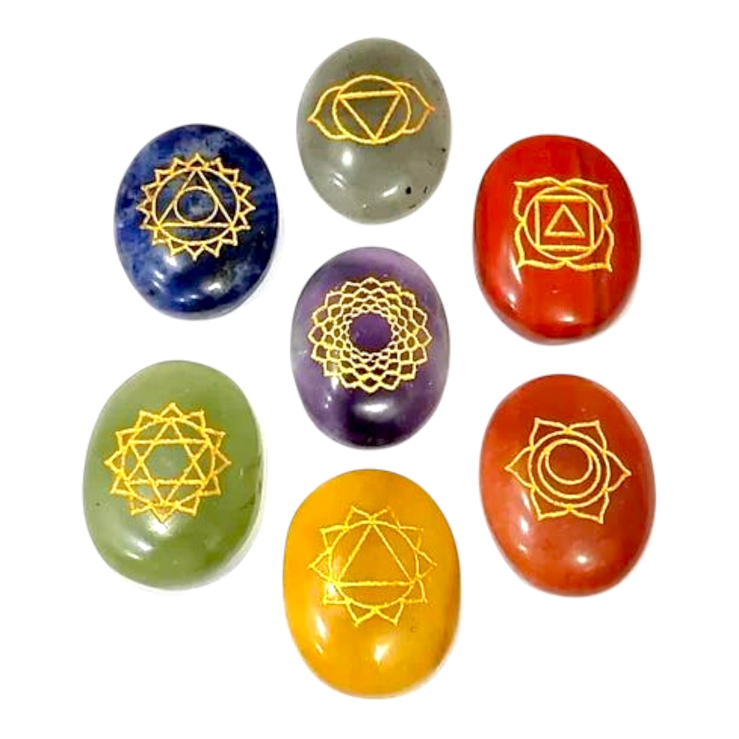 Engraved Chakra Palm Stone Set