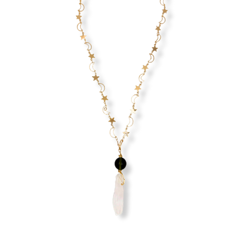 Necklace - Moldavite & Clear Quartz - Celestial Harmony