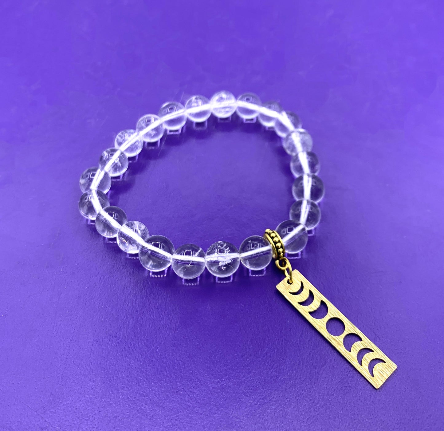 Bracelet - Clear Quartz with Moon Phase Charm $40