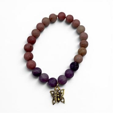 Bracelet - Rhodonite with Lepidolite Charm