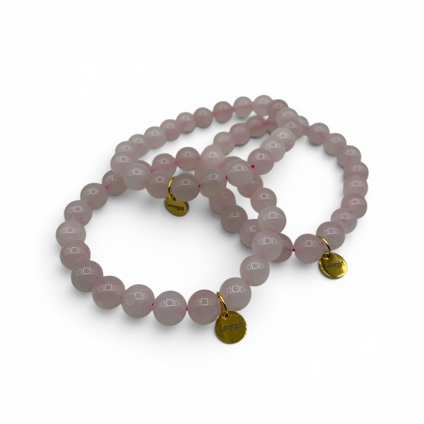 Bracelet - Rose Quartz 8mm Lover Girl Charm