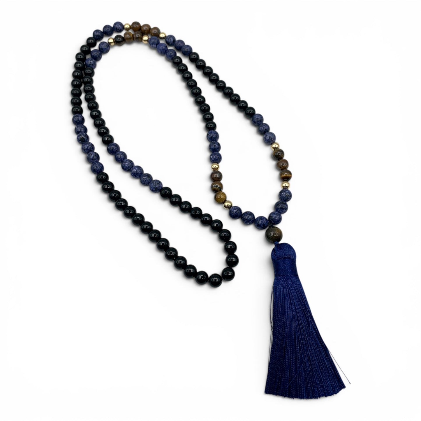 Mala - Obsidian, Tiger's Eye, Sodalite $65