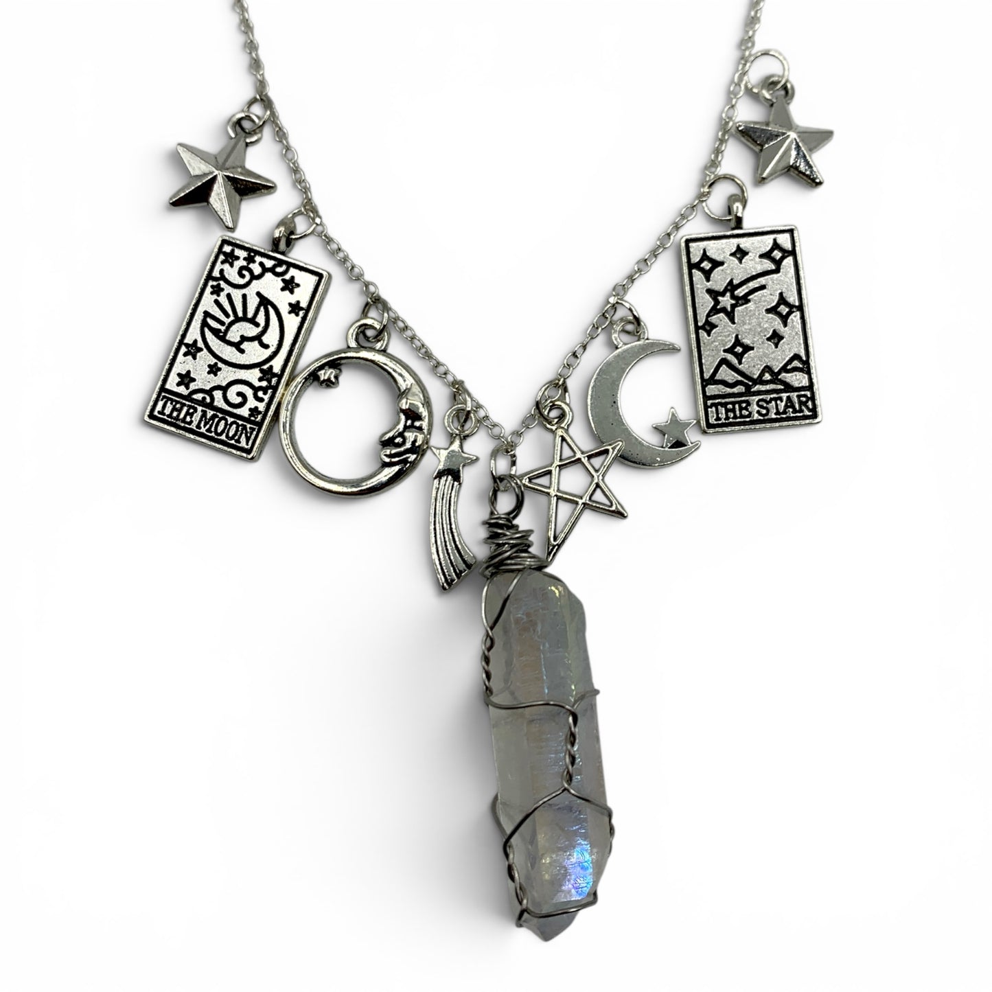 Necklace - Angel Aura Quartz Celestial Charms $80
