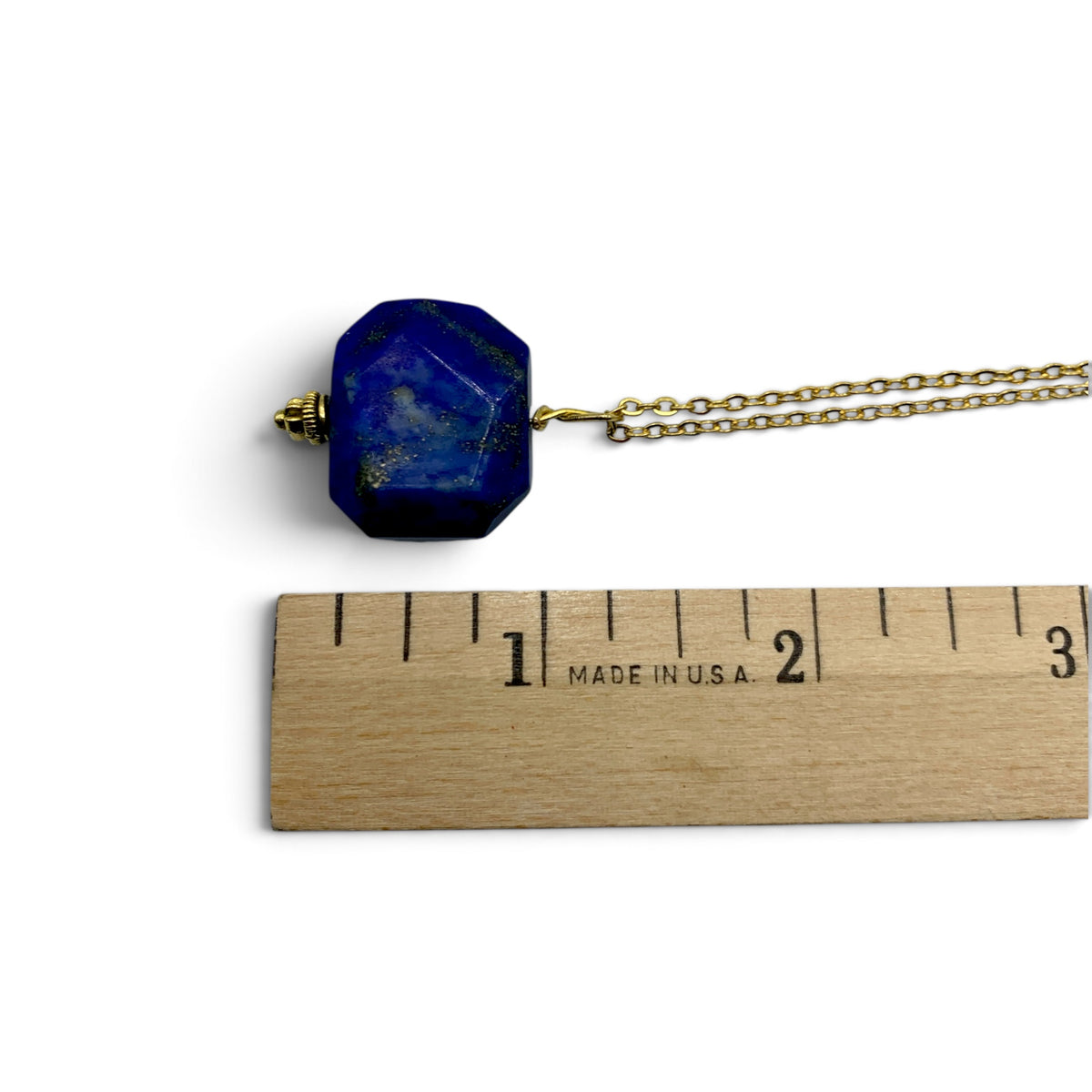 Necklace - Lapis Lazuli Flat Hexagonal (Gold Coloured) $30
