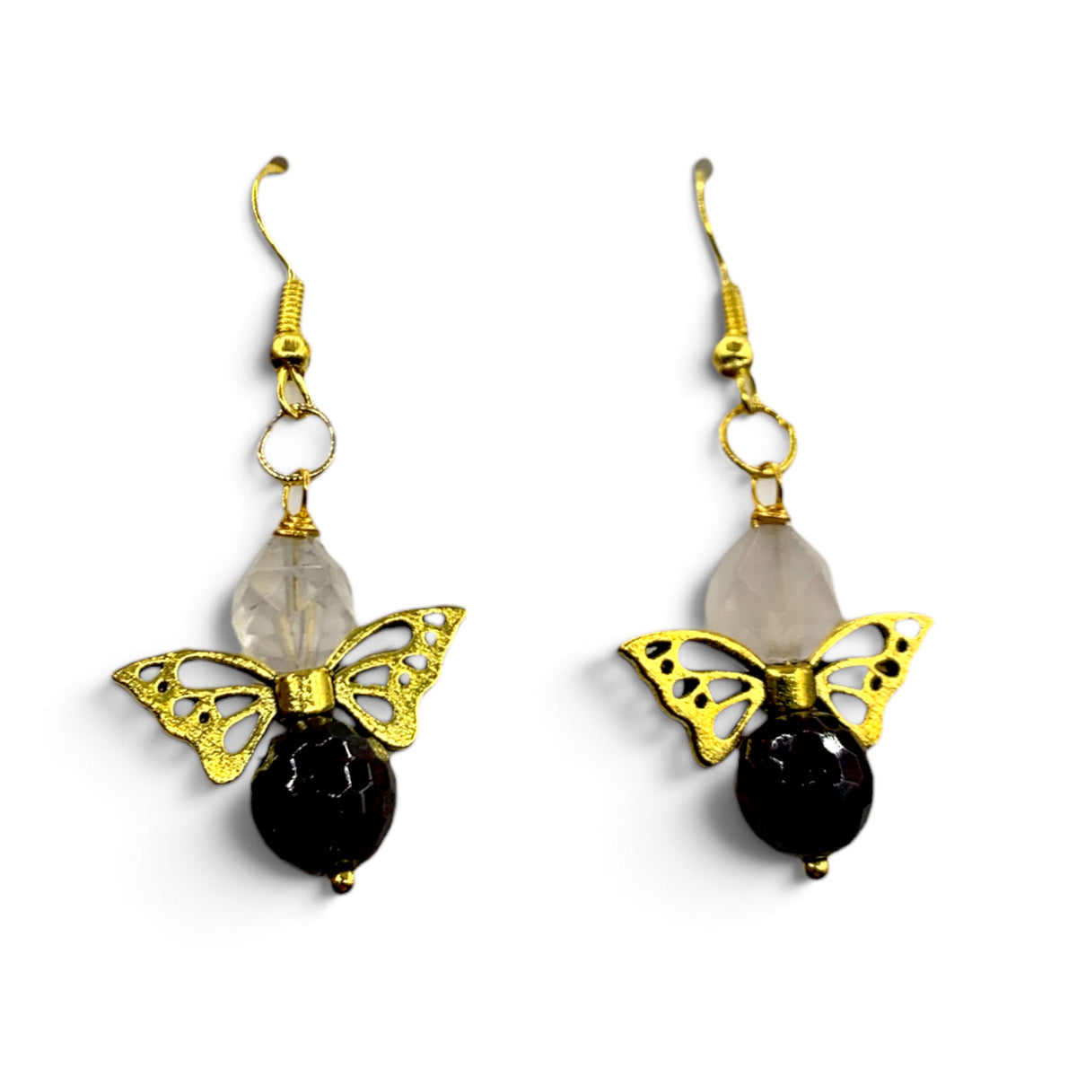 Earrings - Garnet & Rose Quartz Angel $30