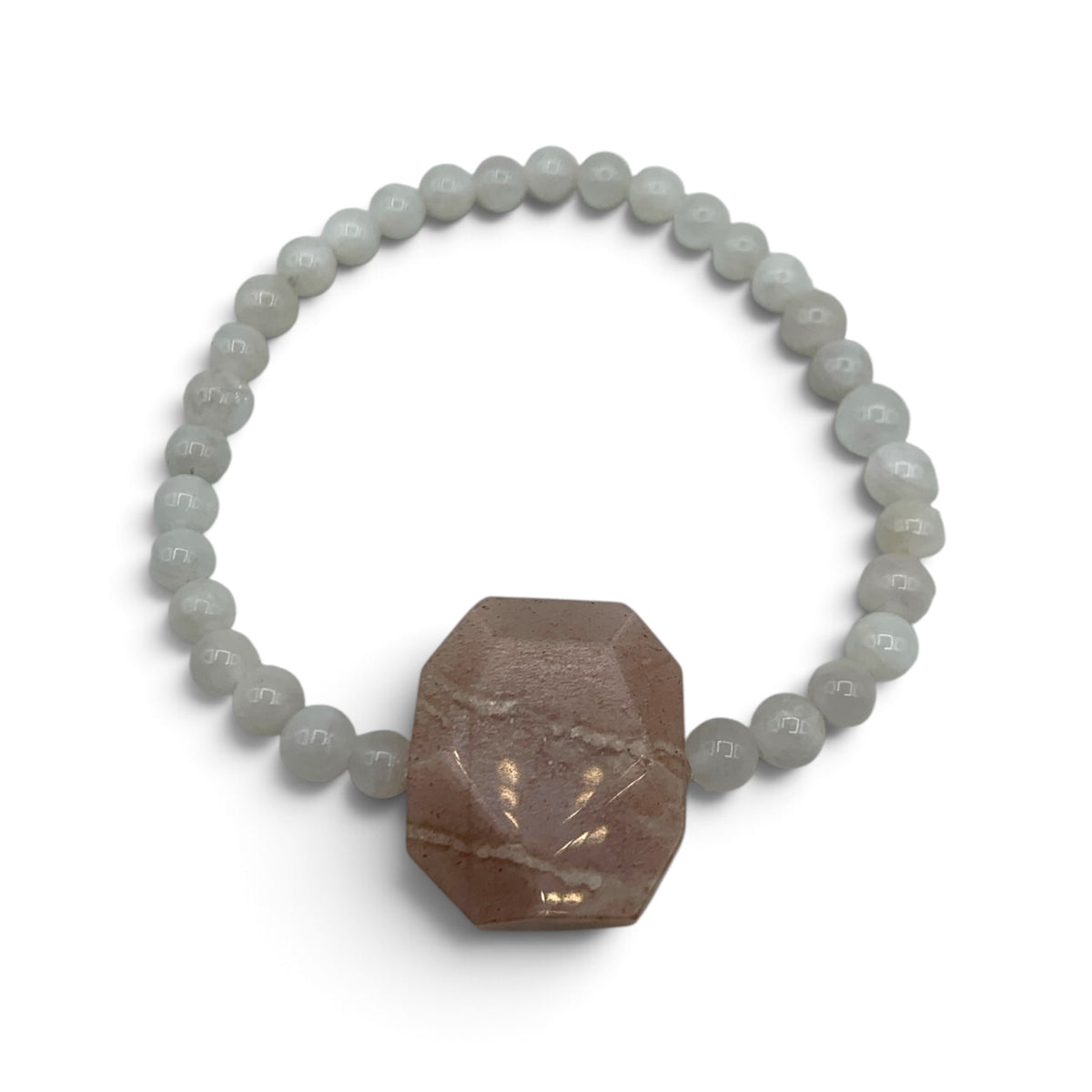 Bracelet - Peach & Rainbow Moonstone