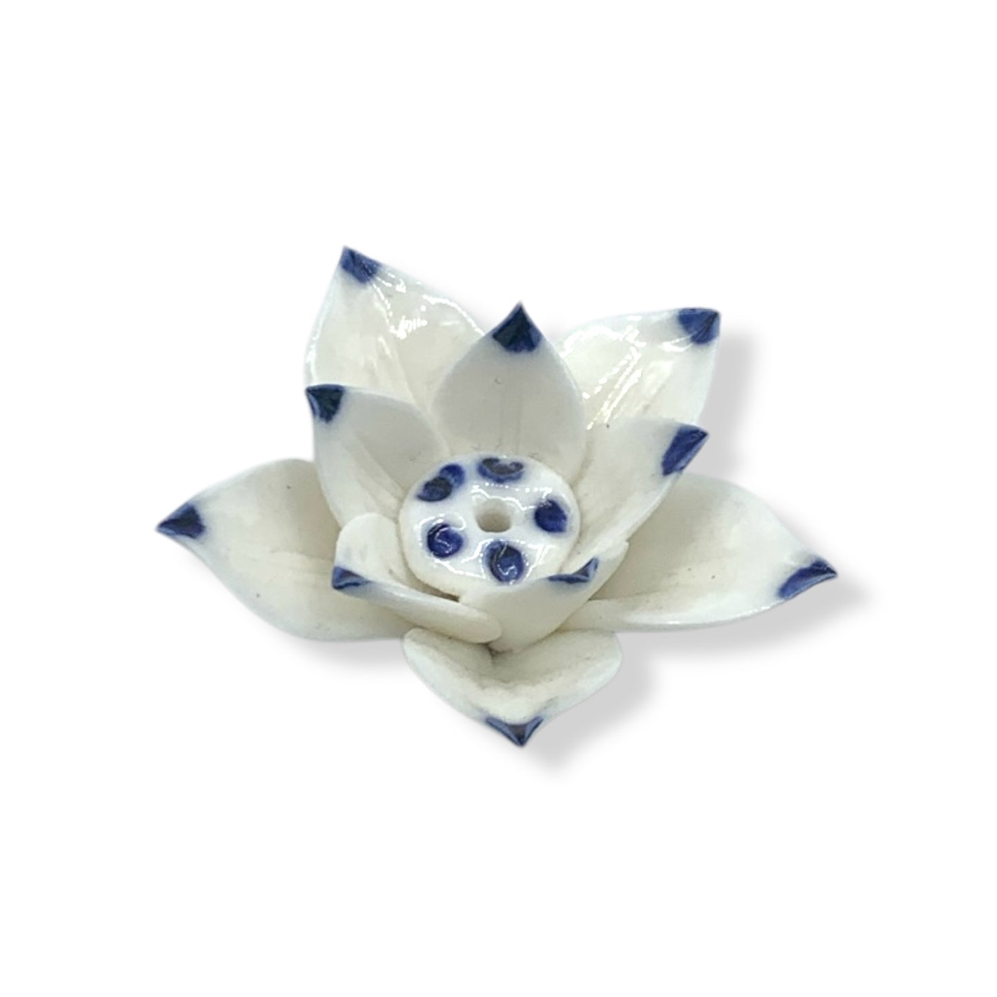Incense Holder - White & Blue Lotus Flower