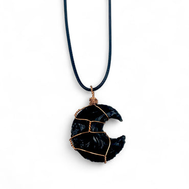 Necklace - Obsidian Raw Moon $25