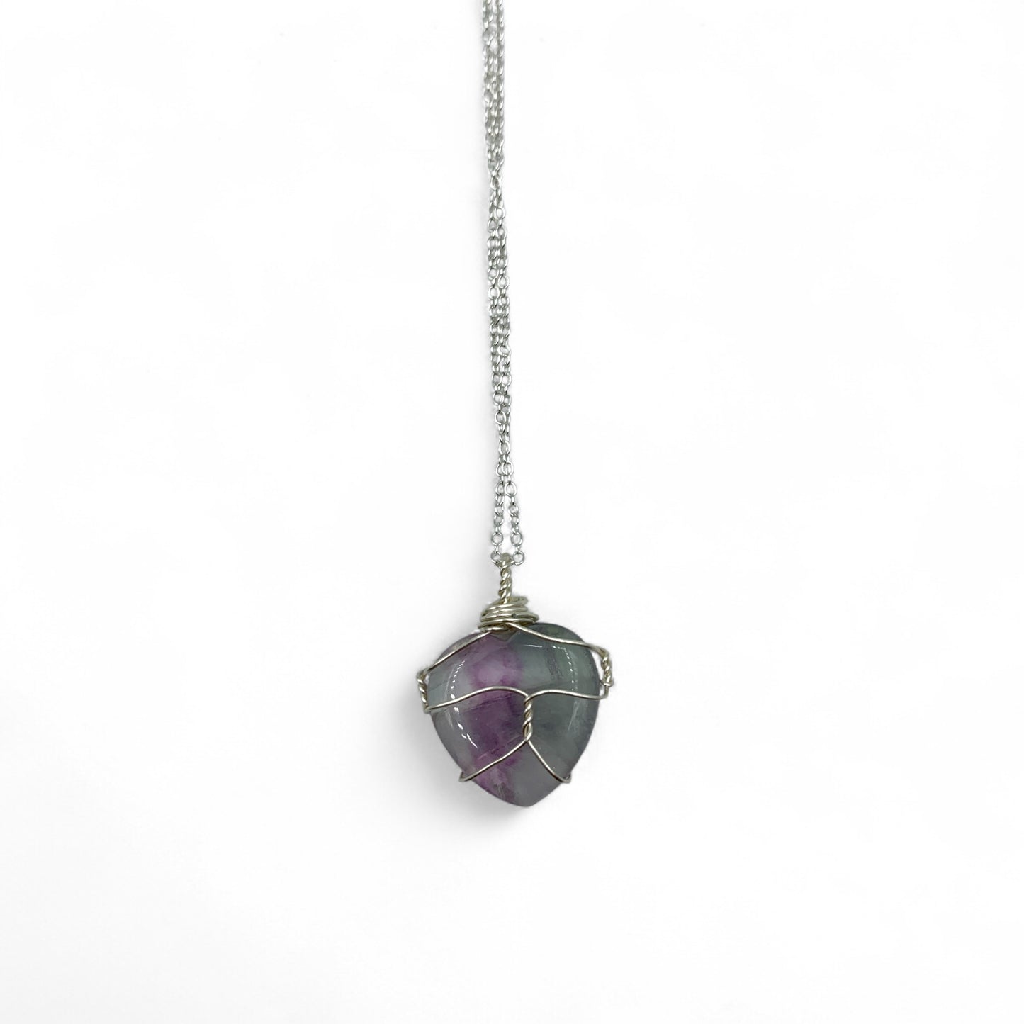 Necklace - Fluorite Rainbow Heart