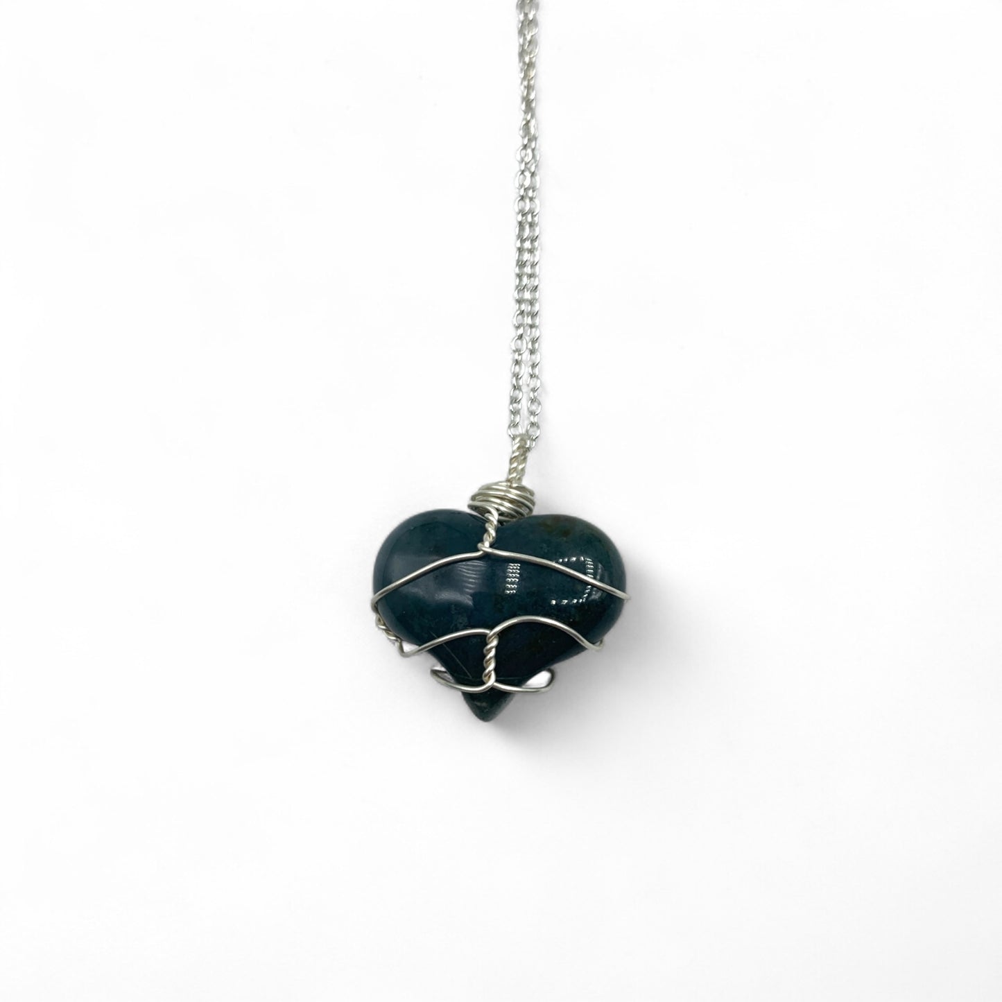 Necklace - Moss Agate Heart Wrapped