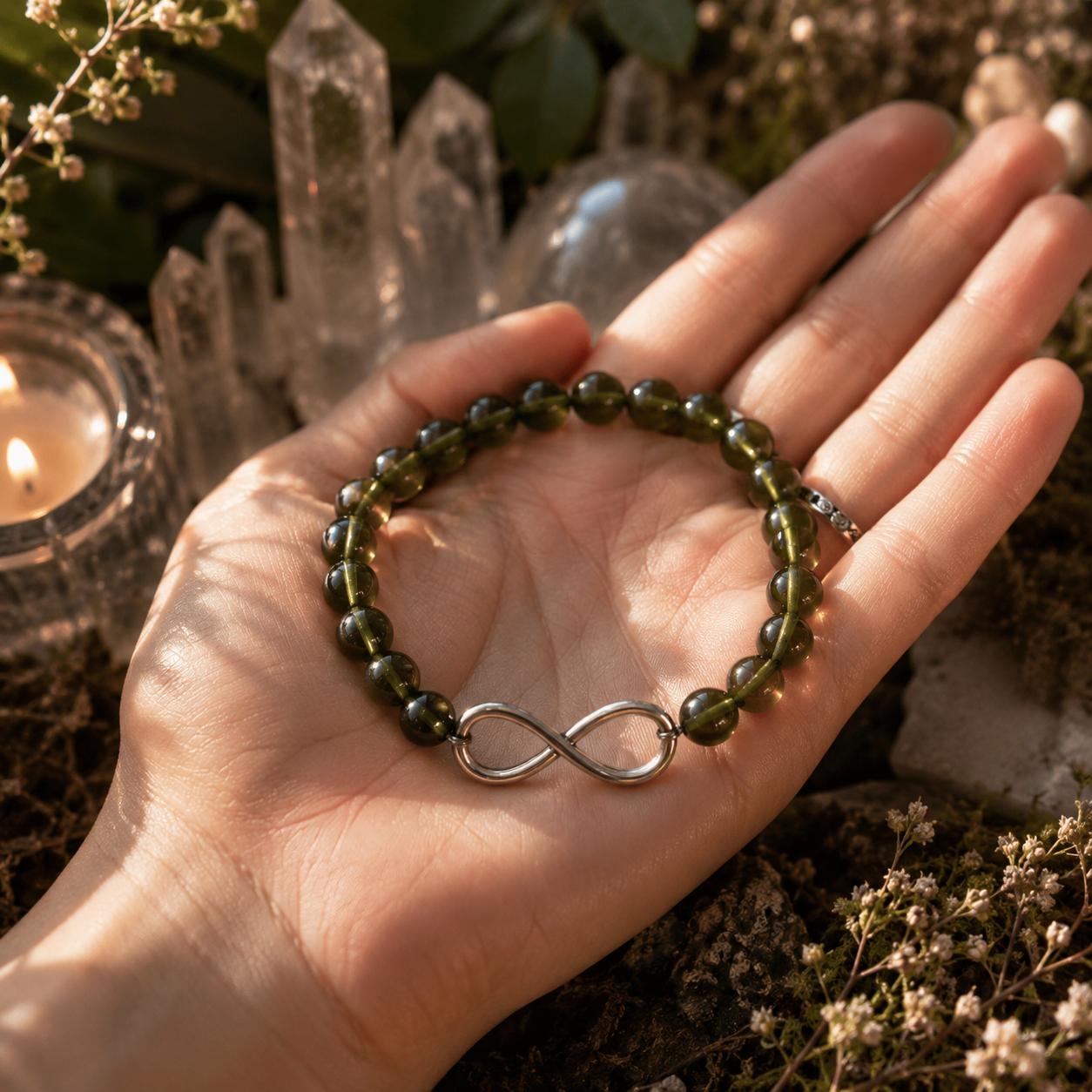 Bracelet - Moldavite Infinity