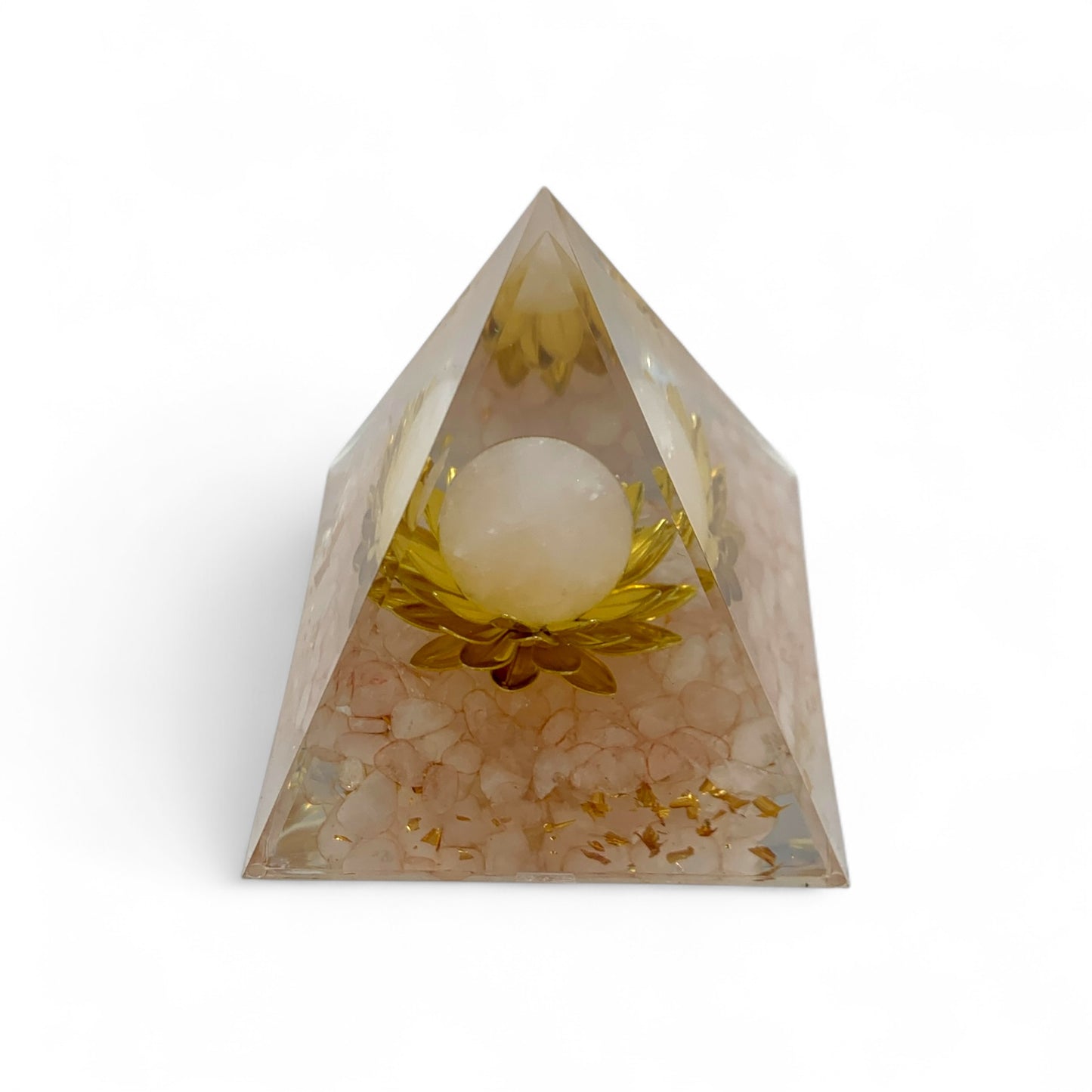 Orgonite - Rose Quartz Lotus Pyramid $50