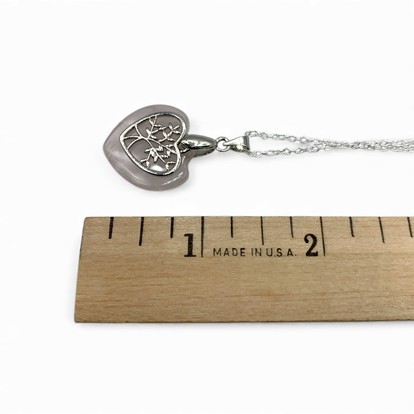 Necklace - Rose Quartz Heart Tree of Life Charm $25