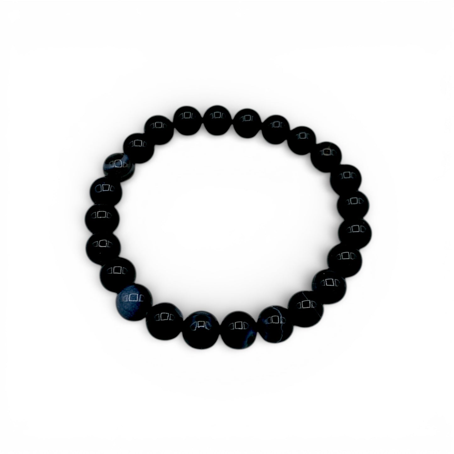 Bracelet - Agate Black & Banded - 8mm