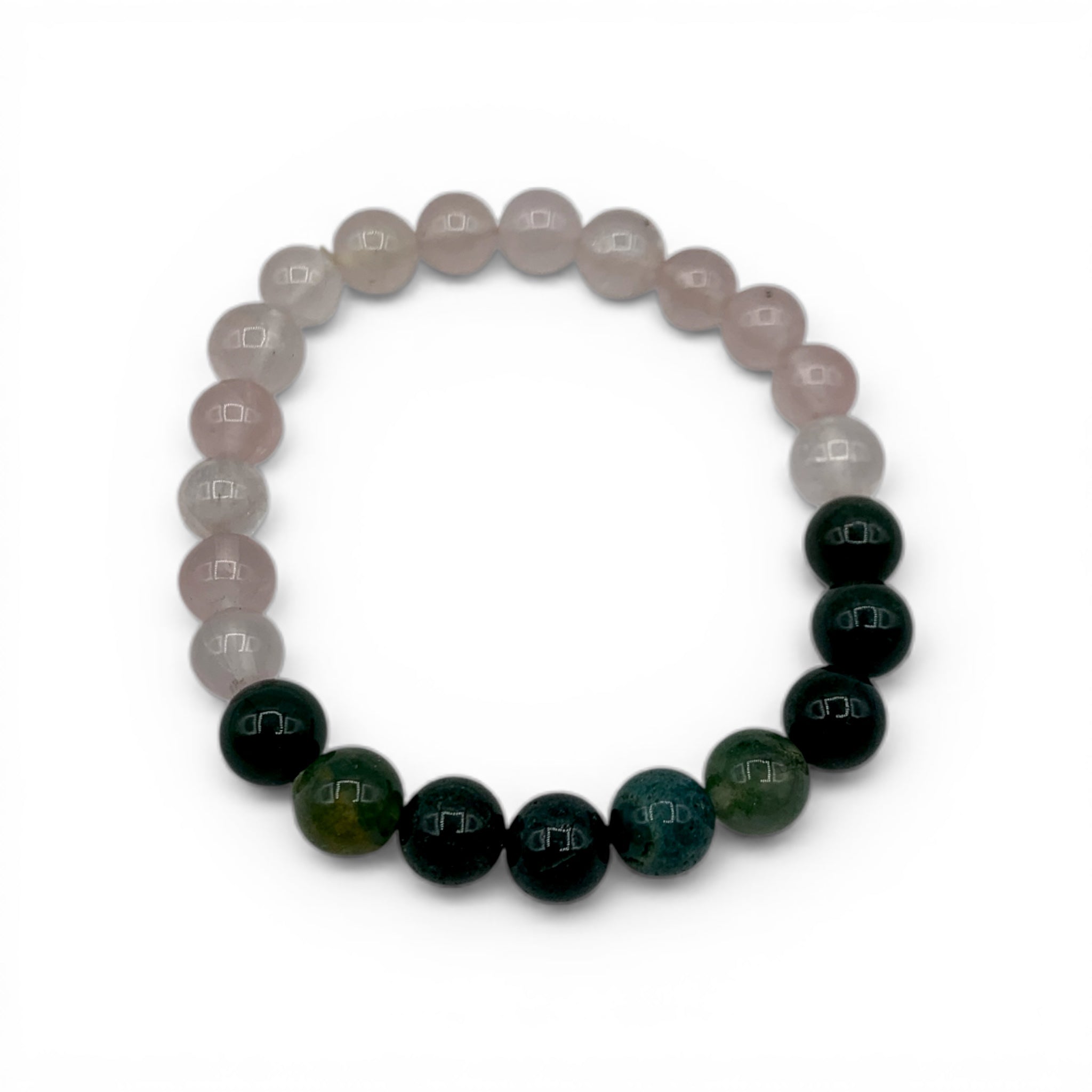 Bracelet - Agate Moss and Rose Quartz 8mm