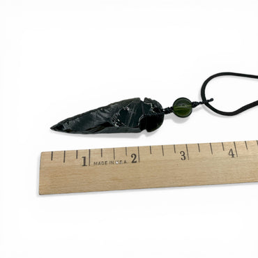 Necklace - Moldavite Bead and Obsidian "Blade of the Cosmos"