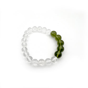 Bracelet - Moldavite & Clear Quartz 10mm & 8mm