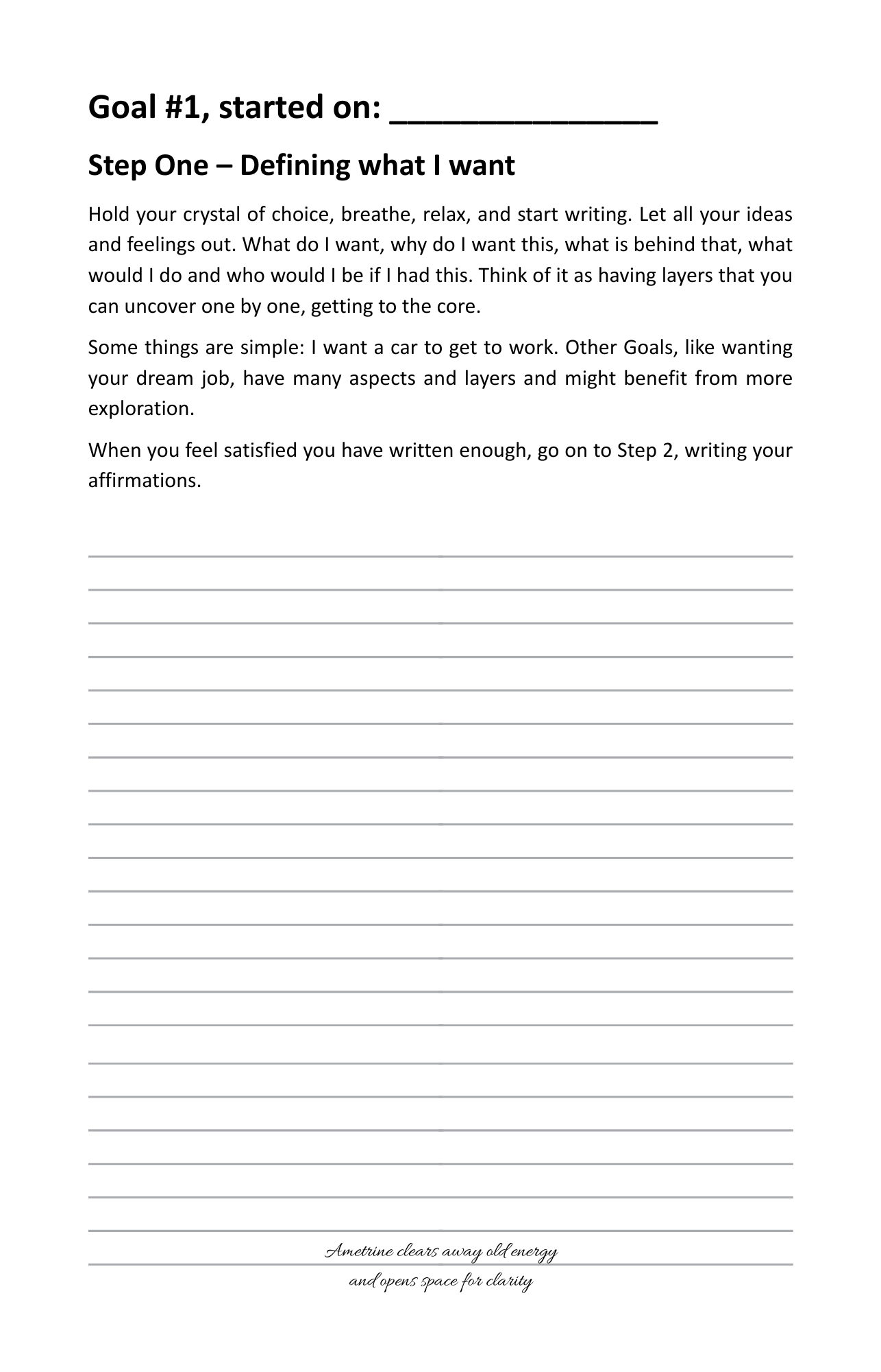 A Journal / Workbook for Manifesting with Crystals
