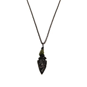 Necklace - Moldavite and Obsidian "Blade of the Cosmos"
