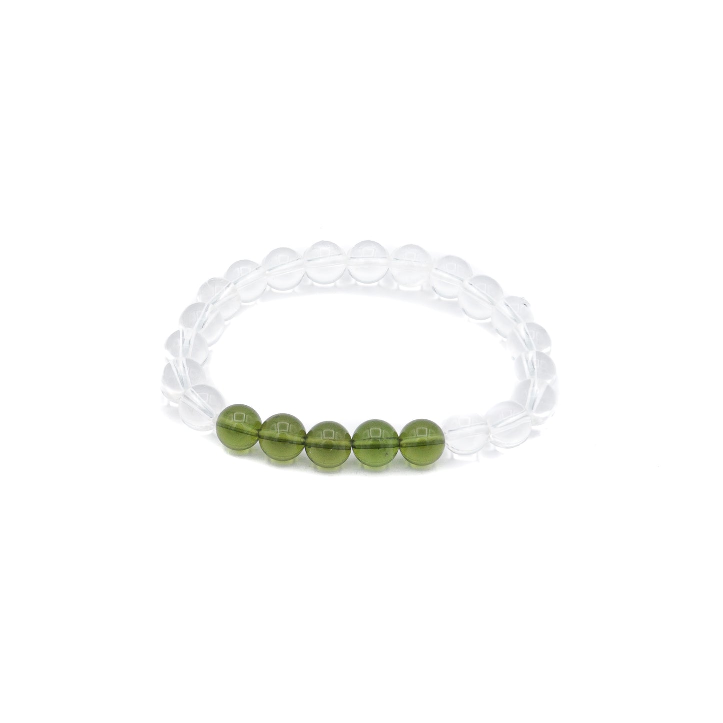 Bracelet - Moldavite & Clear Quartz 8mm