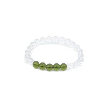 Bracelet - Moldavite & Clear Quartz  8mm