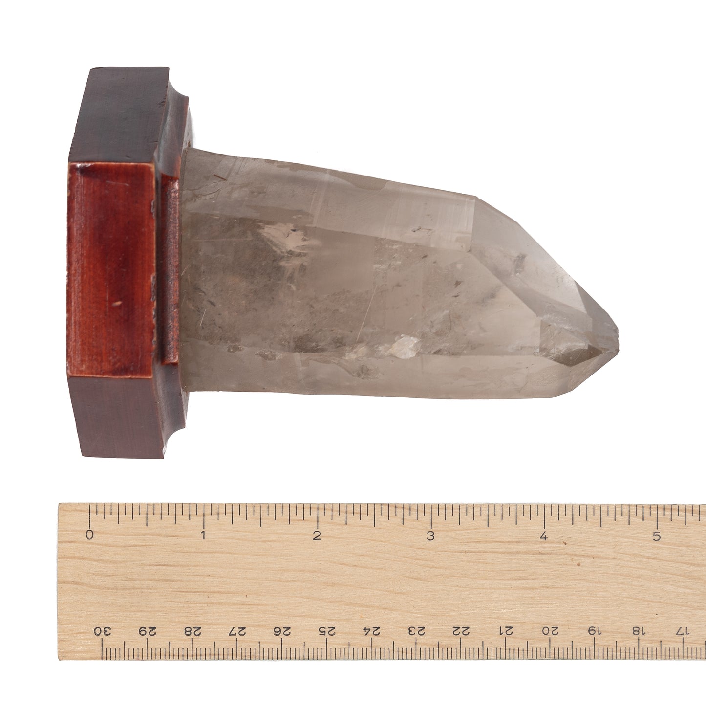 Smoky Quartz Point with Wood Base