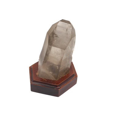 Smoky Quartz Point with Wood Base
