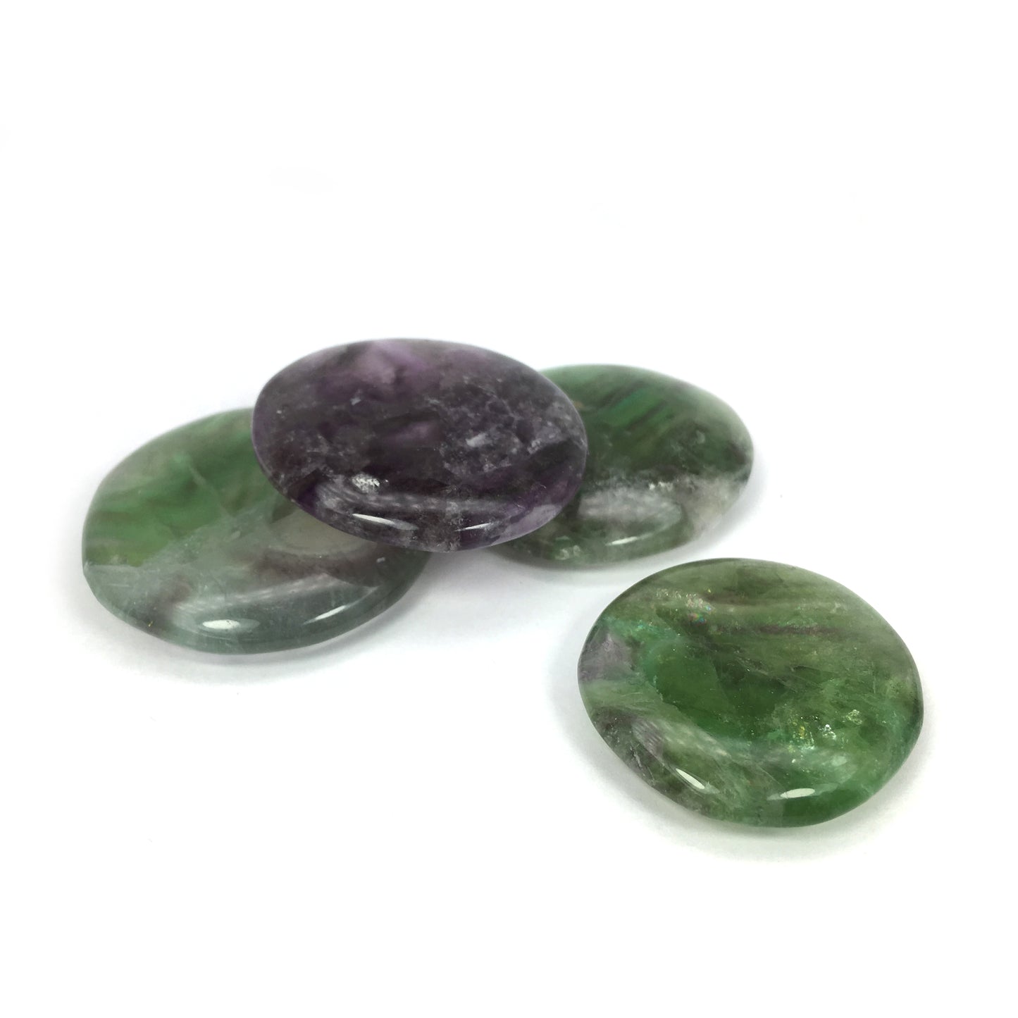 Fluorite - Rainbow Palm Stone $10