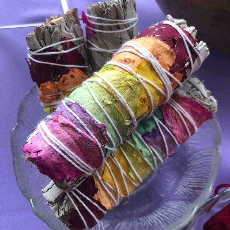 White Sage & 7 Color Rose Petals $12