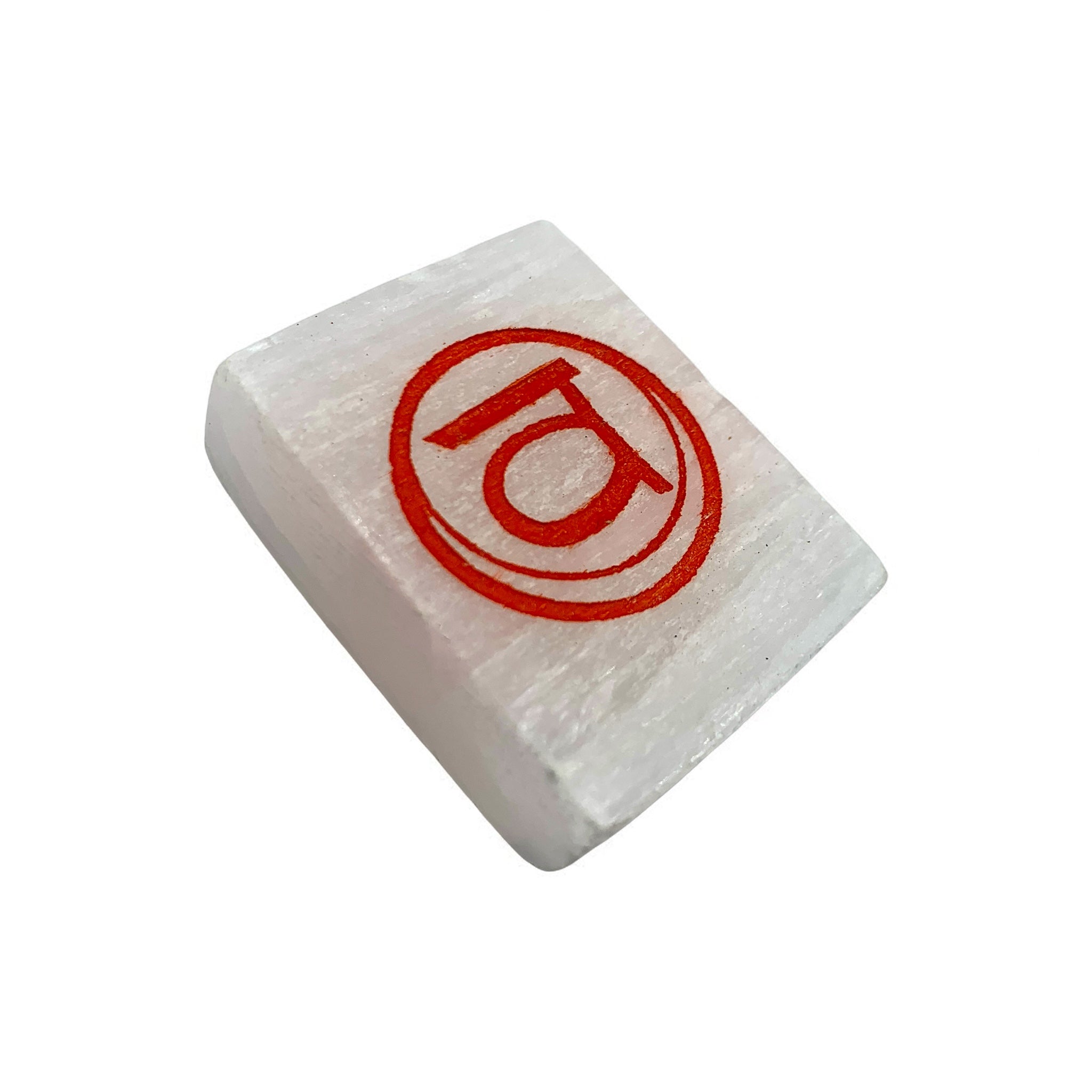 Sacral Chakra Engraved Selenite Bar $12