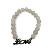 Bracelet - Rose Quartz Matte with Love Charm