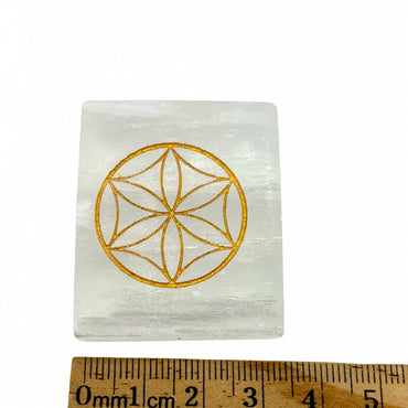 Flower of Life Engraved Selenite Bar $12