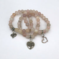 Bracelet - Opal Pink with Heart Charm