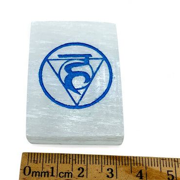 Throat Chakra Engraved Selenite Bar $12