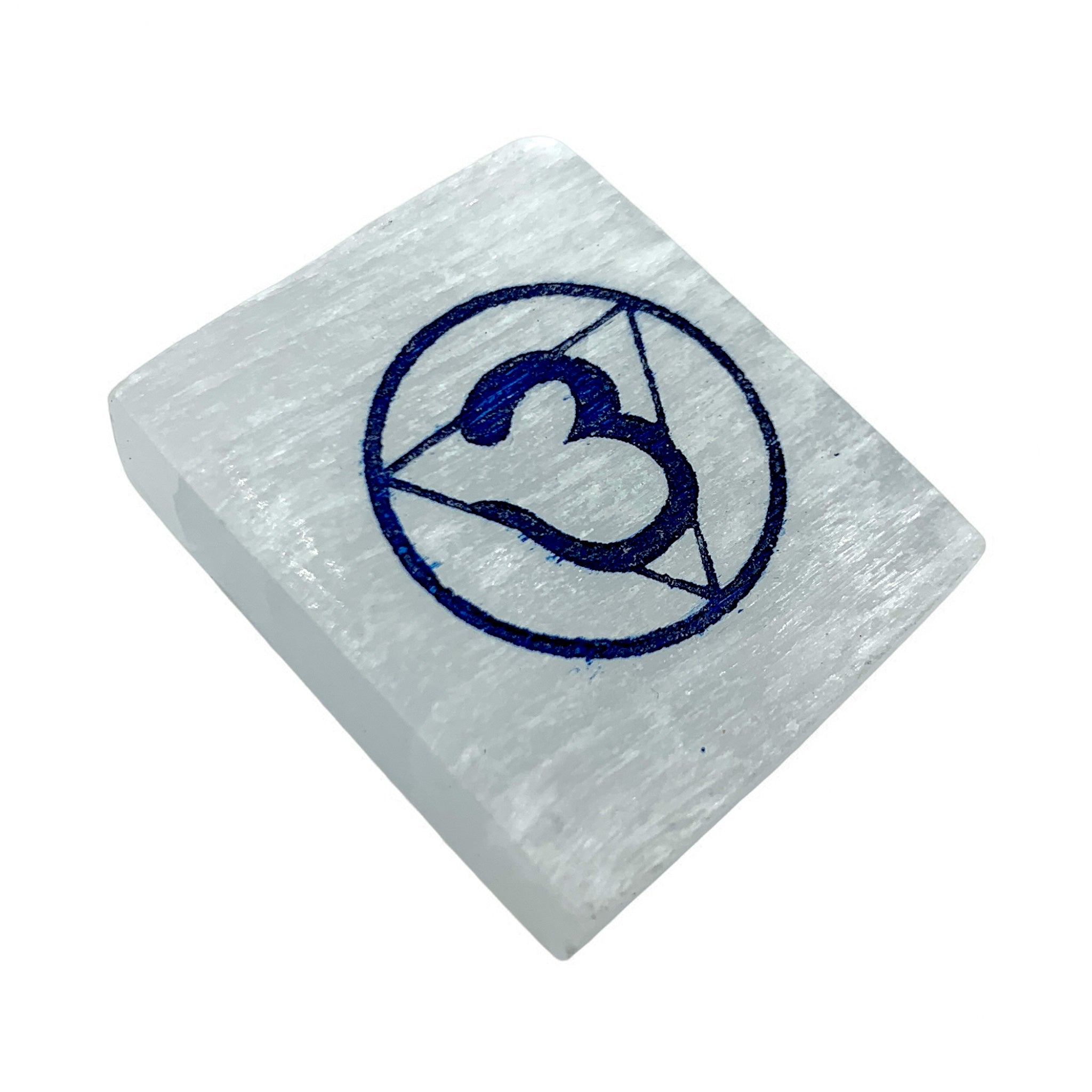 Third Eye Chakra Engraved Selenite Bar $12