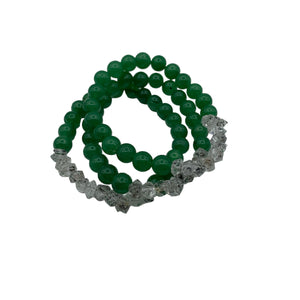 Bracelet - Herkimer Diamond with Green Aventurine Beads $50