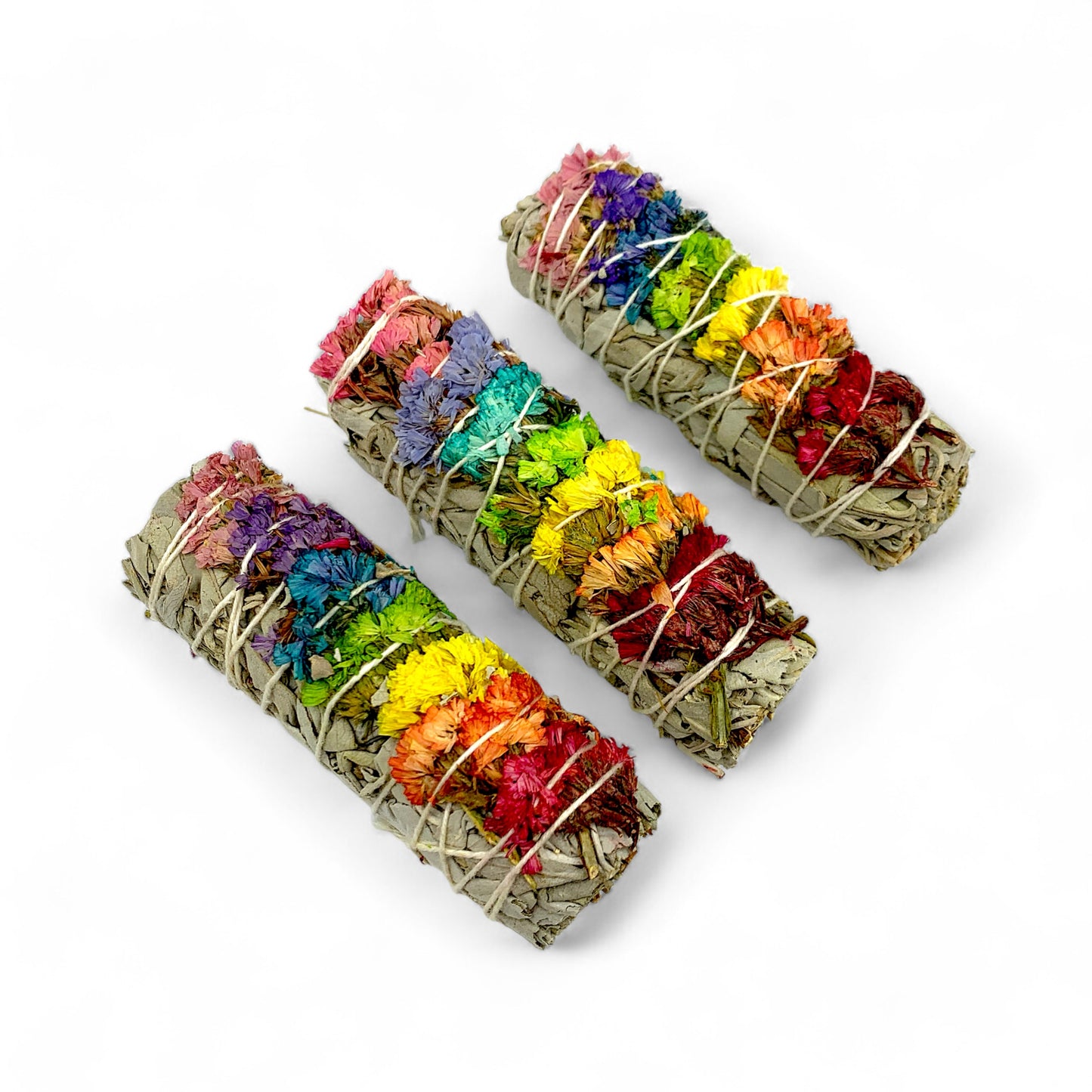 Sage 4" - White Sage & Rainbow Flowers $12