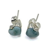 Earrings Stud - Larimar Heart $40