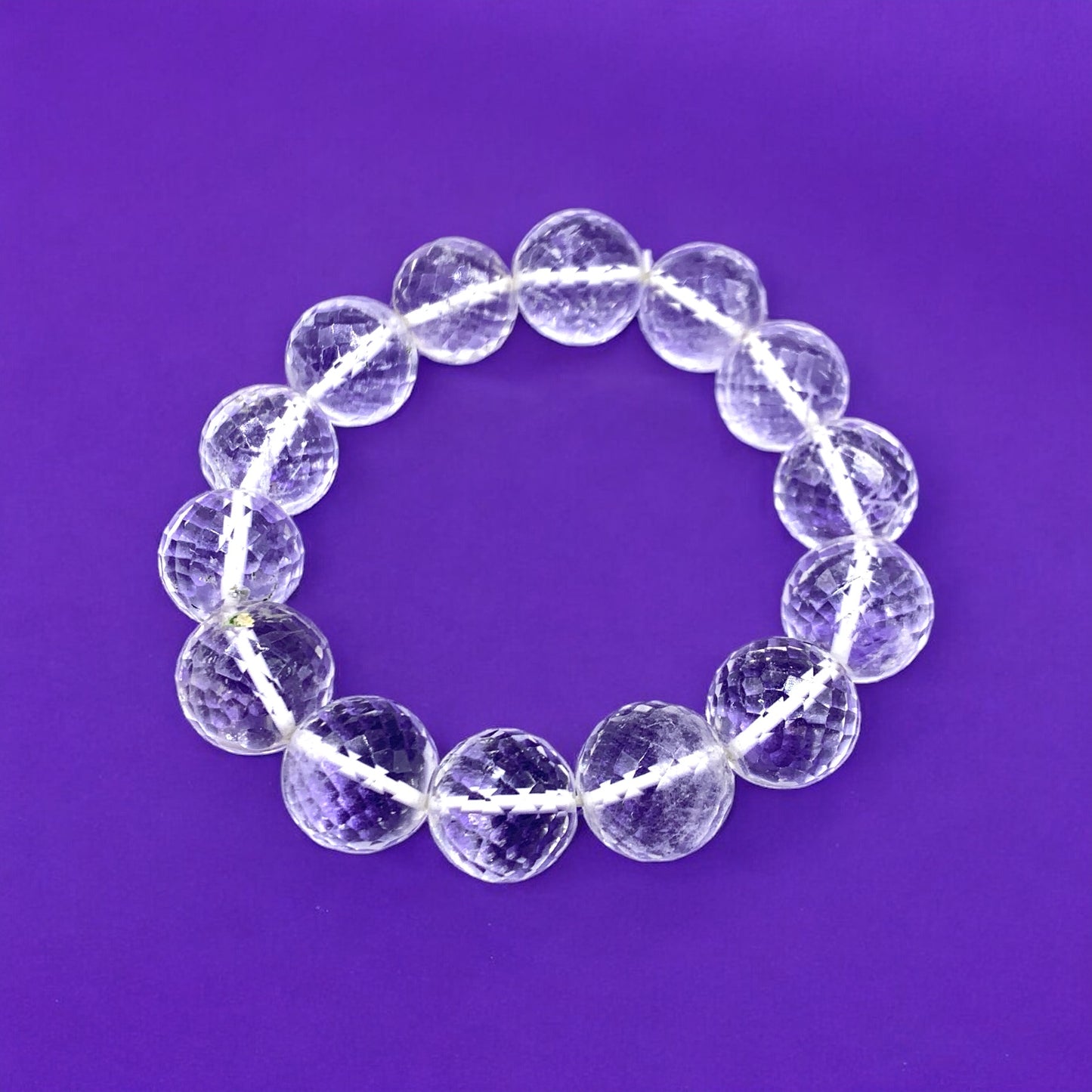 Bracelet - Clear Quartz Faceted 10mm