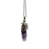 Necklace - Phoenix Wrapped Amethyst Cylinder $30