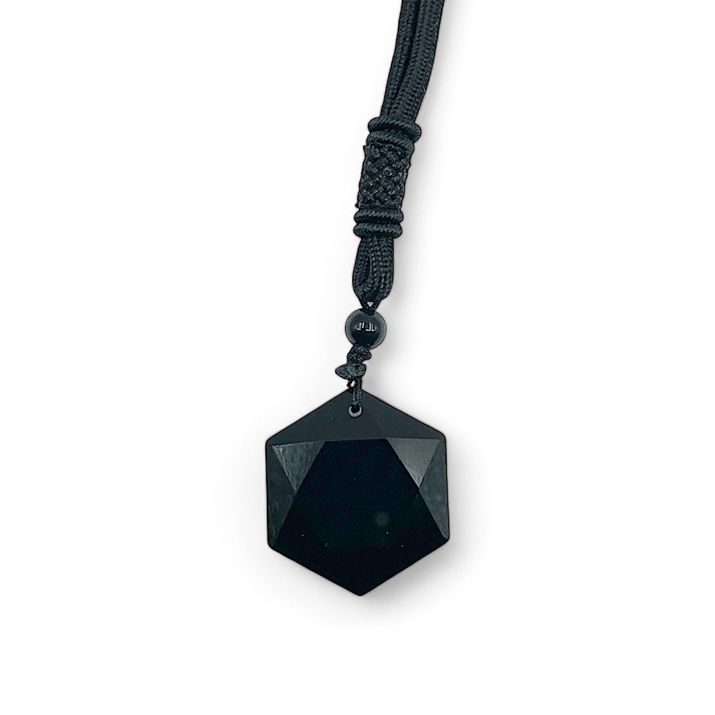 Necklace - Black Obsidian Hexagon $30