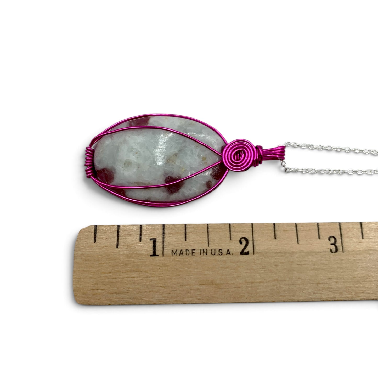 Necklace - Tourmaline Pink Magenta Wire Wrapped $50