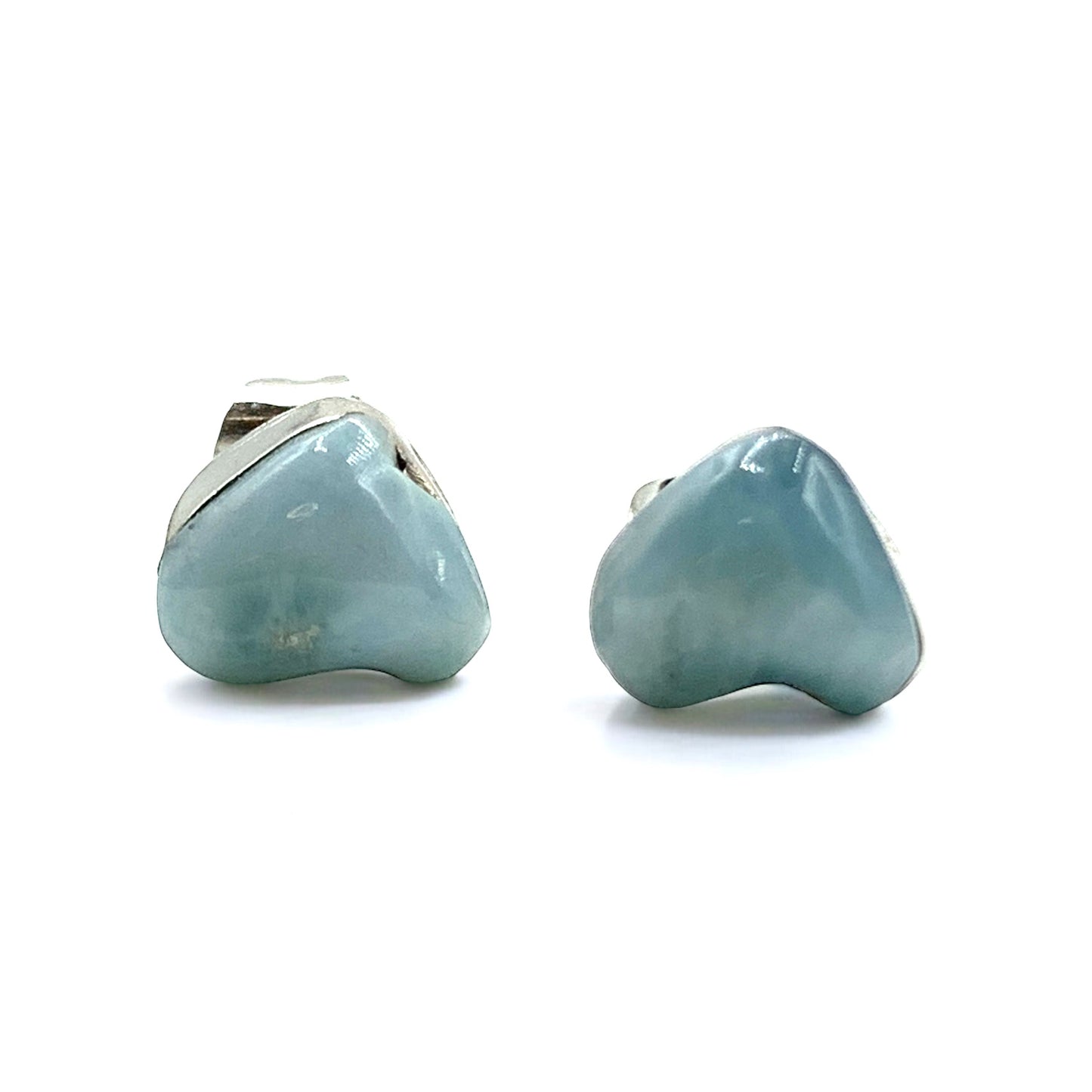 Earrings Stud - Larimar Heart $40